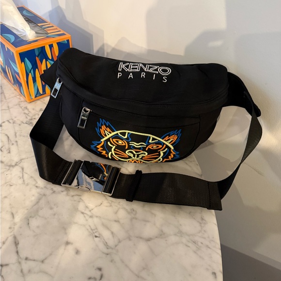 Kenzo Other - Kenzo Black Belt Bag with Multicolor Embroidered Tiger